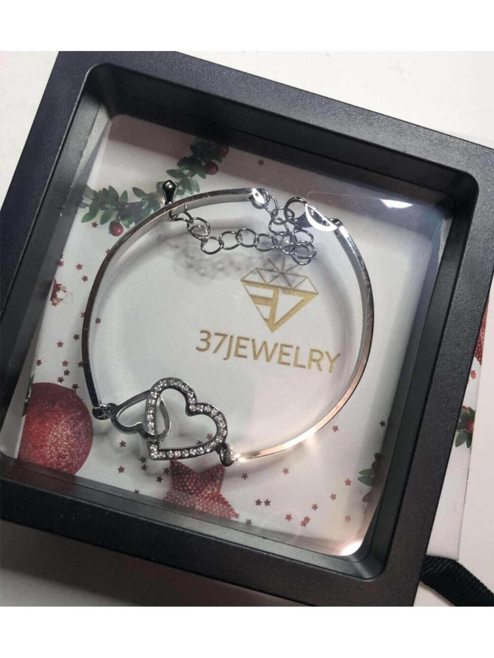 2024 37Jewelry silvertone bracelet interlocking CZ Heart bracelet